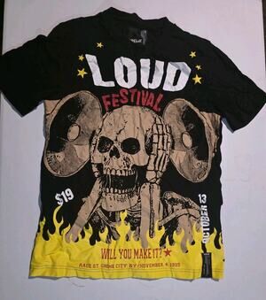 Preme Loud Festival Skull Graphic T Shirt Mens Large Black Streetwear Festival